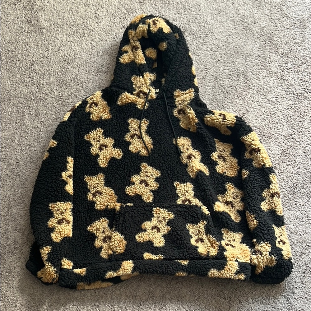 YesStyle Black and Gold Teddy Bear Hoodie